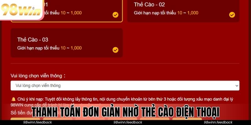Thanh toán đơn giản nhờ thẻ cào điện thoại